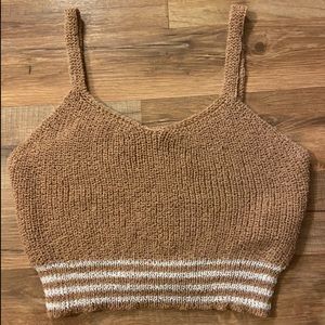 Tan/Brown Shein Stripe Crop Top DISCOUNTED SHIPPING
